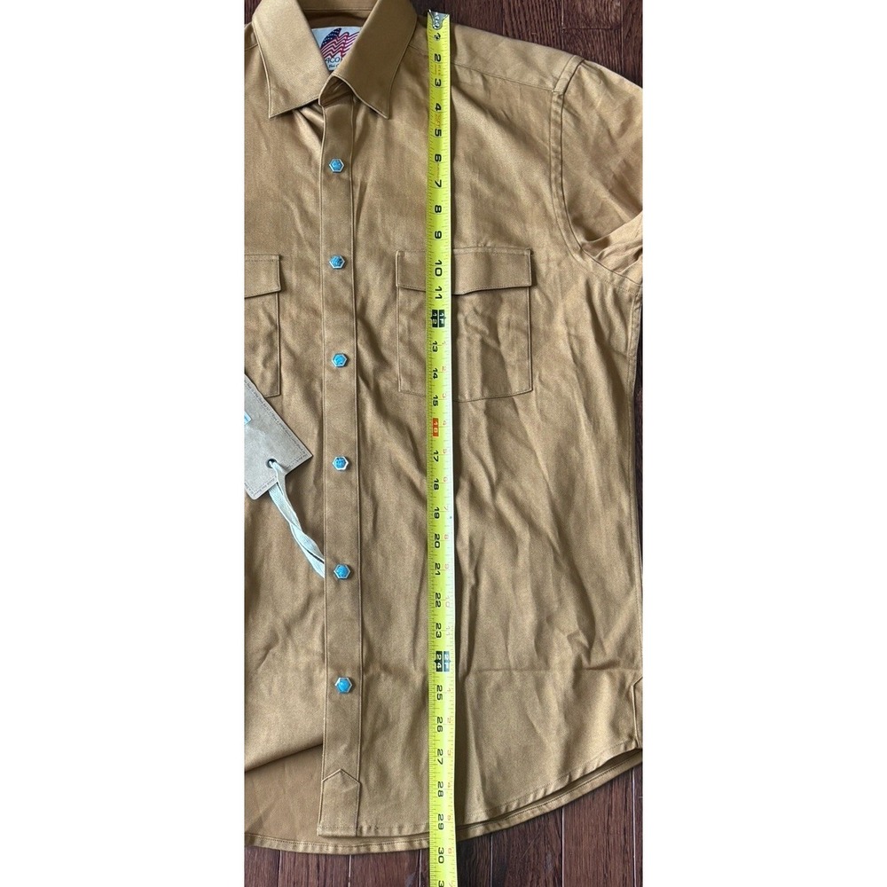 NWT Acorn By Bob Goldfeder Small Western Button Down Brown Turqoise Snap Buttons - Picture 7 of 9